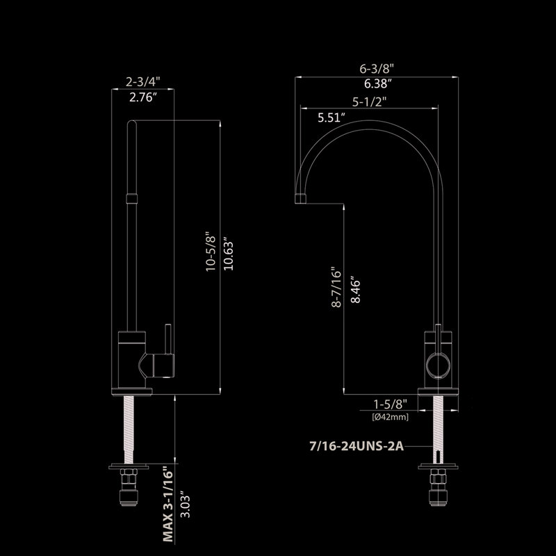 Drinking Water Faucet Kitchen - Stainless Steel, Resists Tarnishing, 360 Swivel, No Leakage, Simple Style For Metal Body, Corrosion, Rotatable, Single Stream Mode, 1.5Gpm Flow