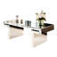 Table basse de luxe à miroir rectangulaire de 47 pouces, verre trempé cannelé, fini à la main, pour les rebords arrière rabattables de style contemporain, utilisation polyvalente dans le salon