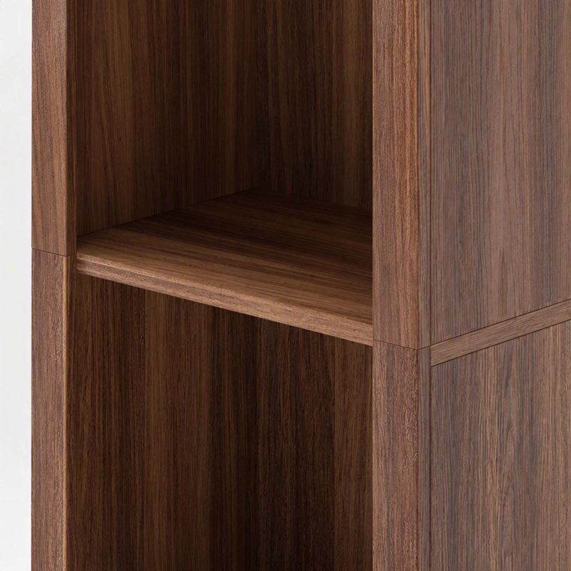 Bibliothèque de rangement cintrée de style moderne du milieu du siècle avec étagères ouvertes multifonctionnelles, Walnut