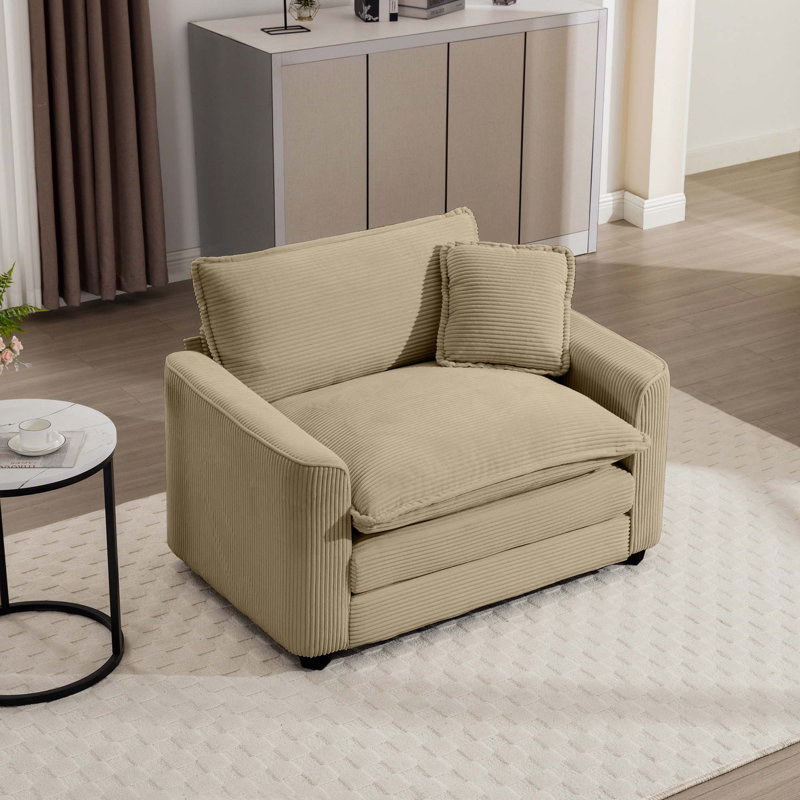 Fauteuil d'appoint simple en velours côtelé, Tanné