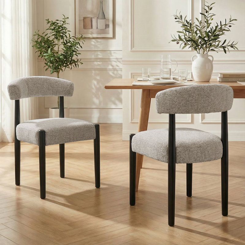 Upholstered Side Dining Chair (Set Of 2), Brown/Black