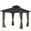 Gazebo de patio avec rideaux et structure métallique de 3 x 3 m (10 x 10 pi) en aluminium et acier