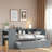 Wood Daybed With Trundle, Storage Drawers, Side Shelves And Desk-996216570-996216572