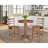 Three Piece Counter Height Dining Set With Ladder Back Stools