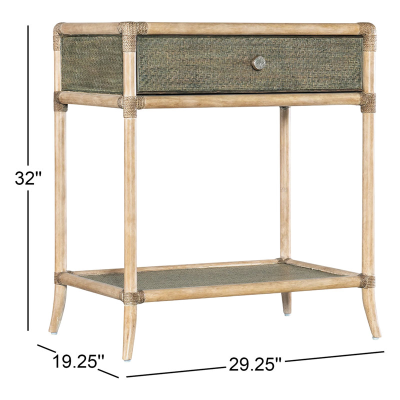 Retreat 1 - Drawer Rattan Nightstand, Dune/Green
