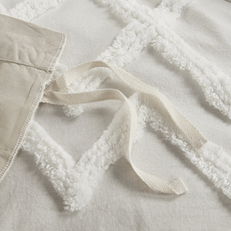 Mila Taupe Cotton Full/Queen Duvet Cover Set with Chenille