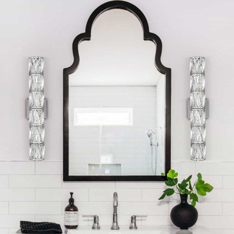 Éclairage pour salle de bain moderne en cristal 6 lumières Verona, Chrome chrome