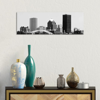 Rochester Skyline Cityscape - Wrapped Canvas Panoramic Print