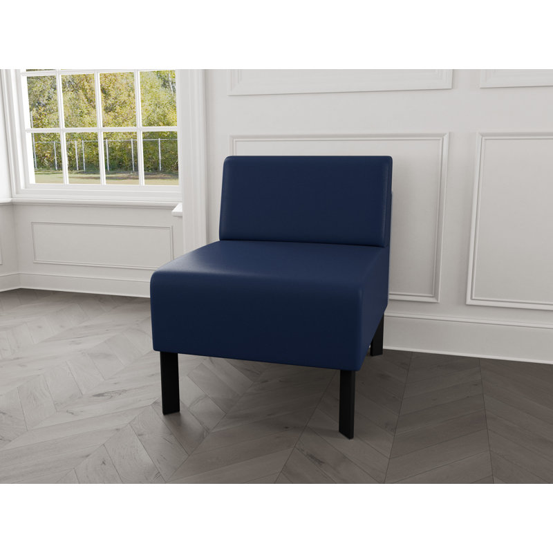 Chaise d'invité sans accoudoirs Luxe Lounge, Acier noir, Modena encre