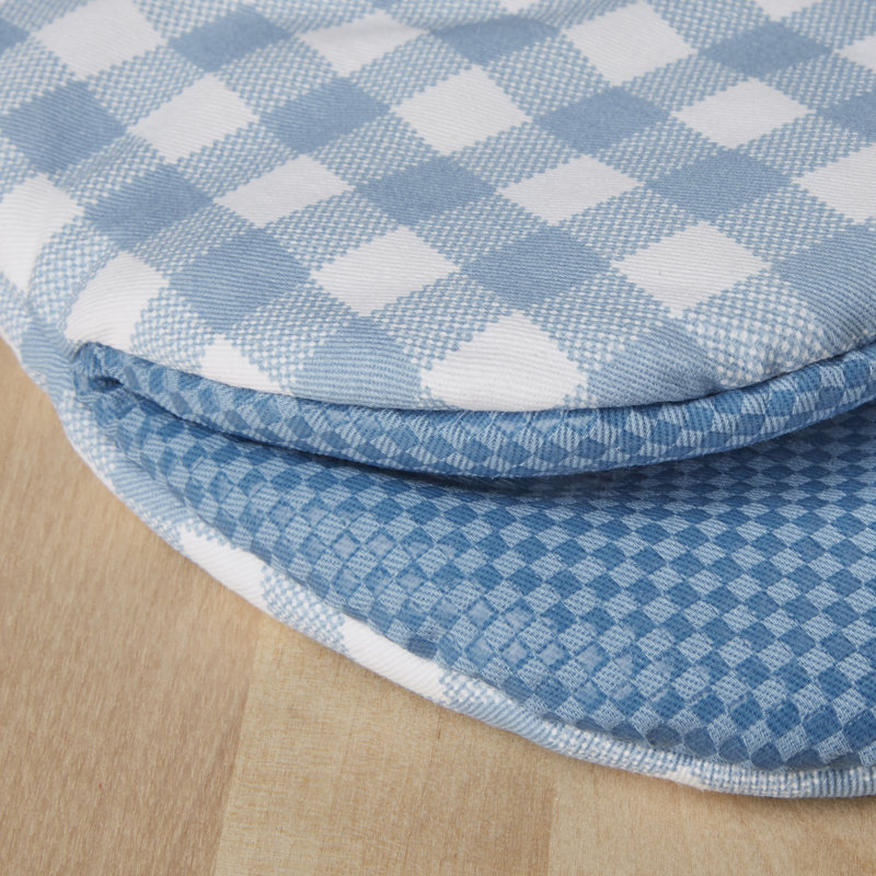KitchenAid Gingham 2-Piece Oven Mitt, Blue Velvet, 5.5""W x 8""L