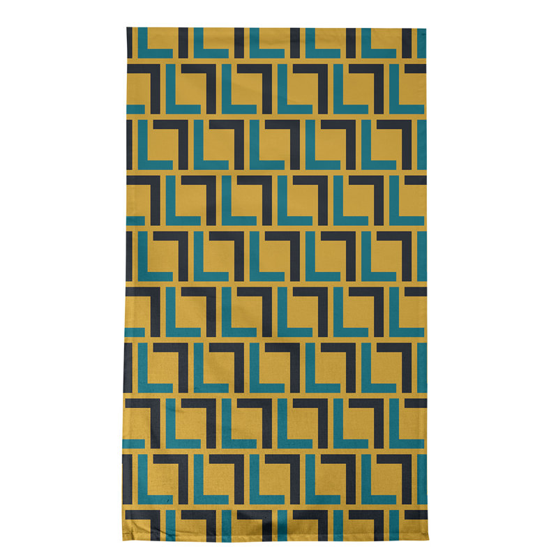 Torchon Maillard, Bleu sarcelle / blanc / or, polyester