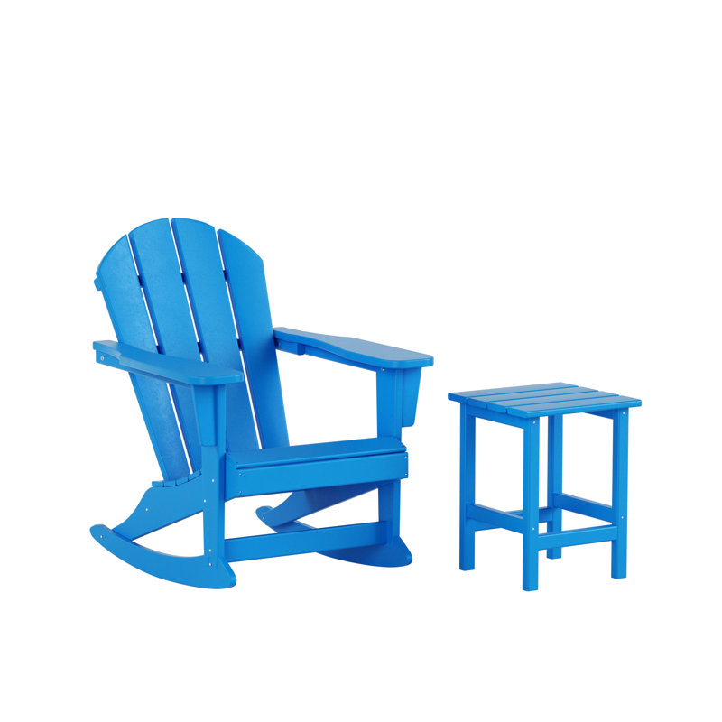 Laguna Outdoor Adirondack Chair With Table, Pacific Blue