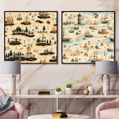 Allese - Ensemble de 2 collages carrés abstraits