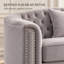 Causeuse Chesterfield de 58,5 po de largeur avec dossier incurvé capitonné, garniture cloutée, pieds en bois massif et 2 coussins décoratifs-268806669