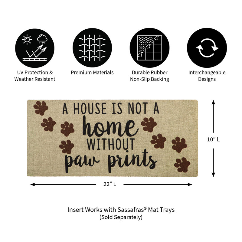 Tapis d'intérieur antidérapant 22 po. X 10 po. Insectes, une maison n'est pas une maison sans empreintes de pattes.