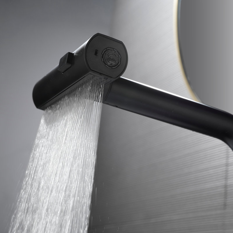 11.7"H Stainless 360° Swivel Bathroom Faucet With 3-Function Pull-Out Sprayer, Matte Black