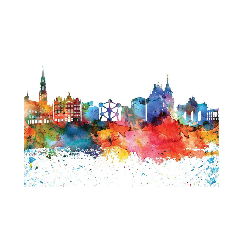 Brussels Skyline by WallDecorAddict - Wrapped Canvas Gallery-Wrapped Canvas Giclée, 20.32 cm H x 30.48 cm W