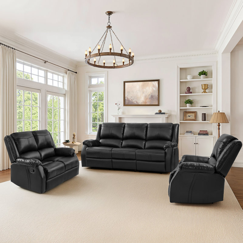 Fauteuil inclinable en cuir Jackson, Noir