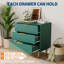 Commode 3 tiroirs cannelée, commode en bois 27,9 po avec poignées dorées, armoire de rangement pour le couloir et le vestibule-1178986070