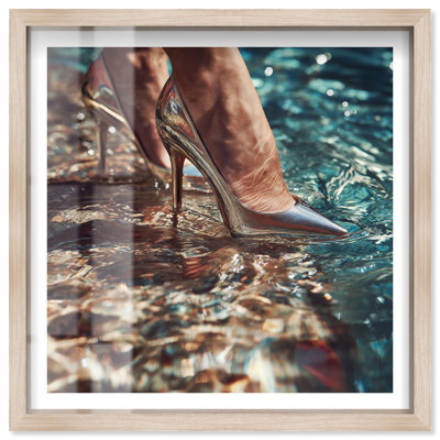Hydro Heel I Shadowbox Print Glam Wall Art by Notoriart, Blonde Frame, 21 x 21