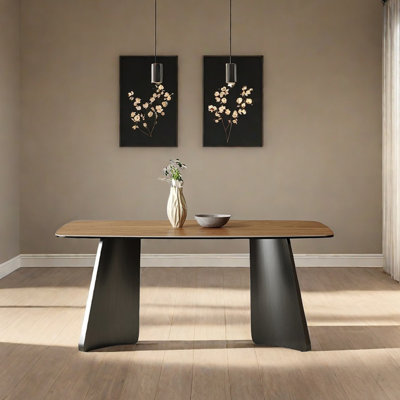 Modern Simple Rock Slab Metal Dining Table