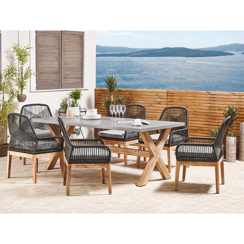 Salazar 6 - Person Patio Dining Set Rectangular Table with Cushions Included