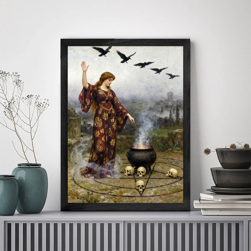 «Black», art mural fantaisiste, chaudron de sorcière, H 11 po x l 9 po