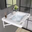Évier en céramique 23,6 "x 19,6" avec trou de robinet simple, installation murale et installation encastrée, porcelaine vitreuse avec trop-plein et bords arrondis en blanc