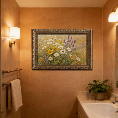 Cadre mural rétro Daisy Lavender BeesOrnate