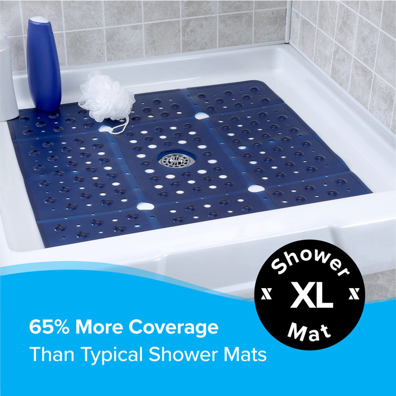 Extra Large Navy Blue Non-Slip Square Shower Mat