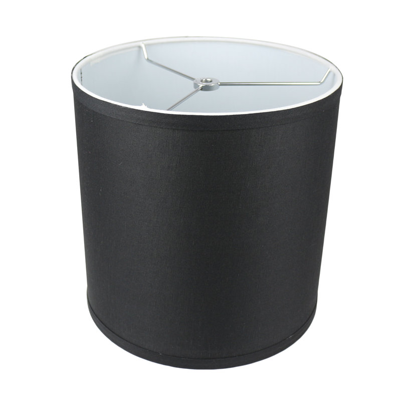 Abat-jour tambour en lin classique Ganya (araignée), Noir, H 10 po x l 12 po x P 12 po