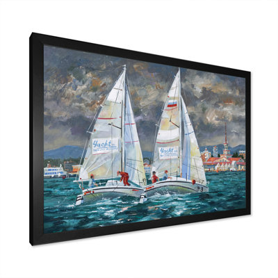 Regatta voiliers arrivant à la finition II - impression sur toile nautique et côtière