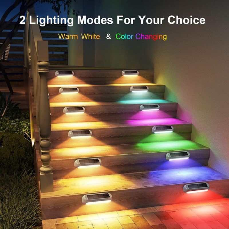 Matte Black Solar Powered Integrated LED Step Light Kit, White