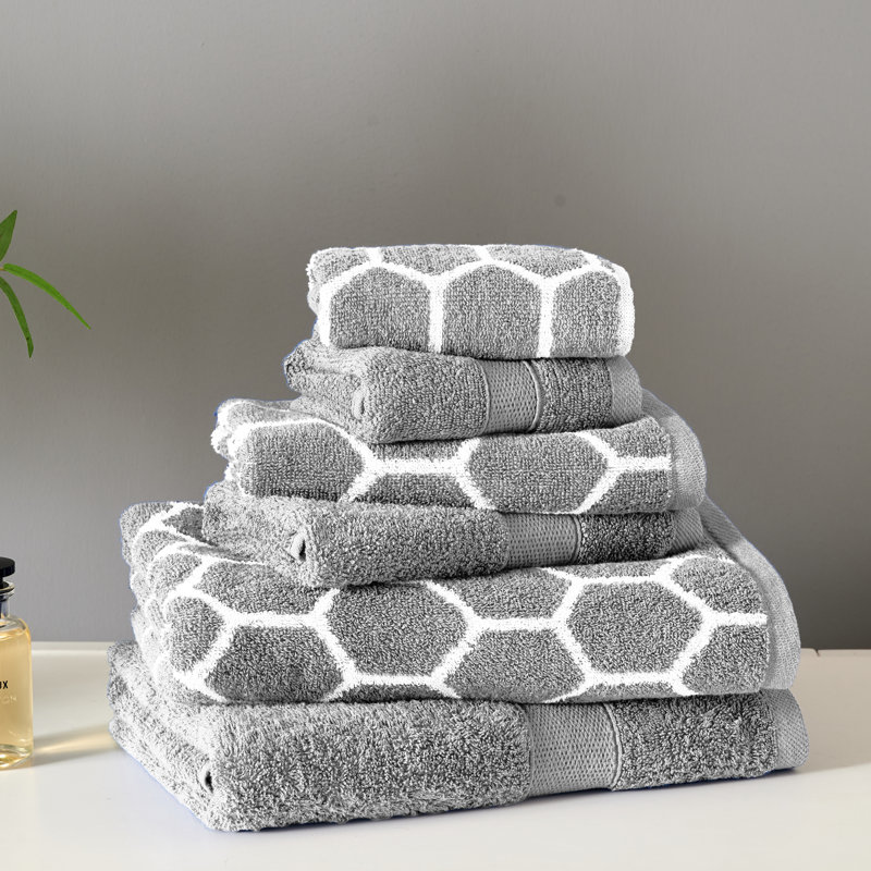 Ensemble de serviettes 6 pièces 100% coton, gris