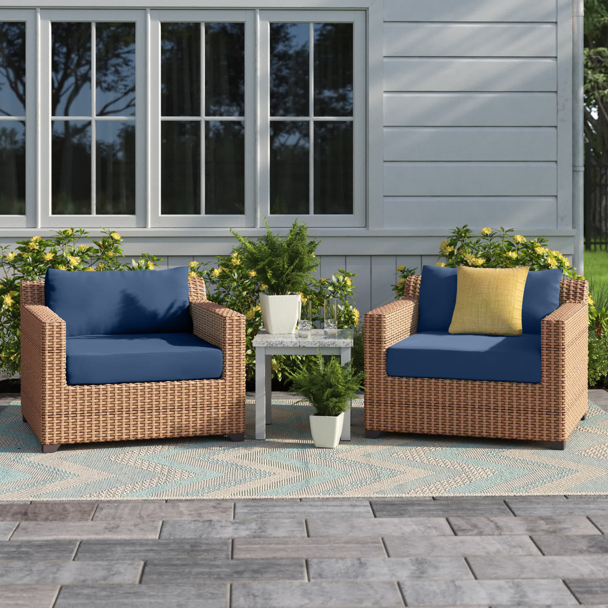 Linkwood Rocking Swivel Patio Chair with Cushions (Set of 2) Beachcrest Home Frame Color: Dark Brown