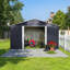 Abri de jardin extérieur en métal gris avec fenêtre-126598278