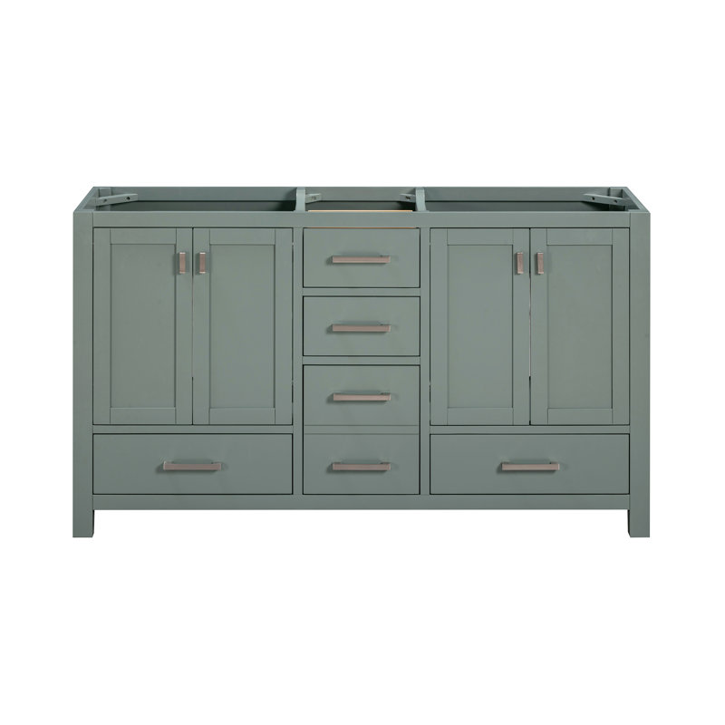 Modero 60'' W Double Bathroom Vanity Base, Smoke Green