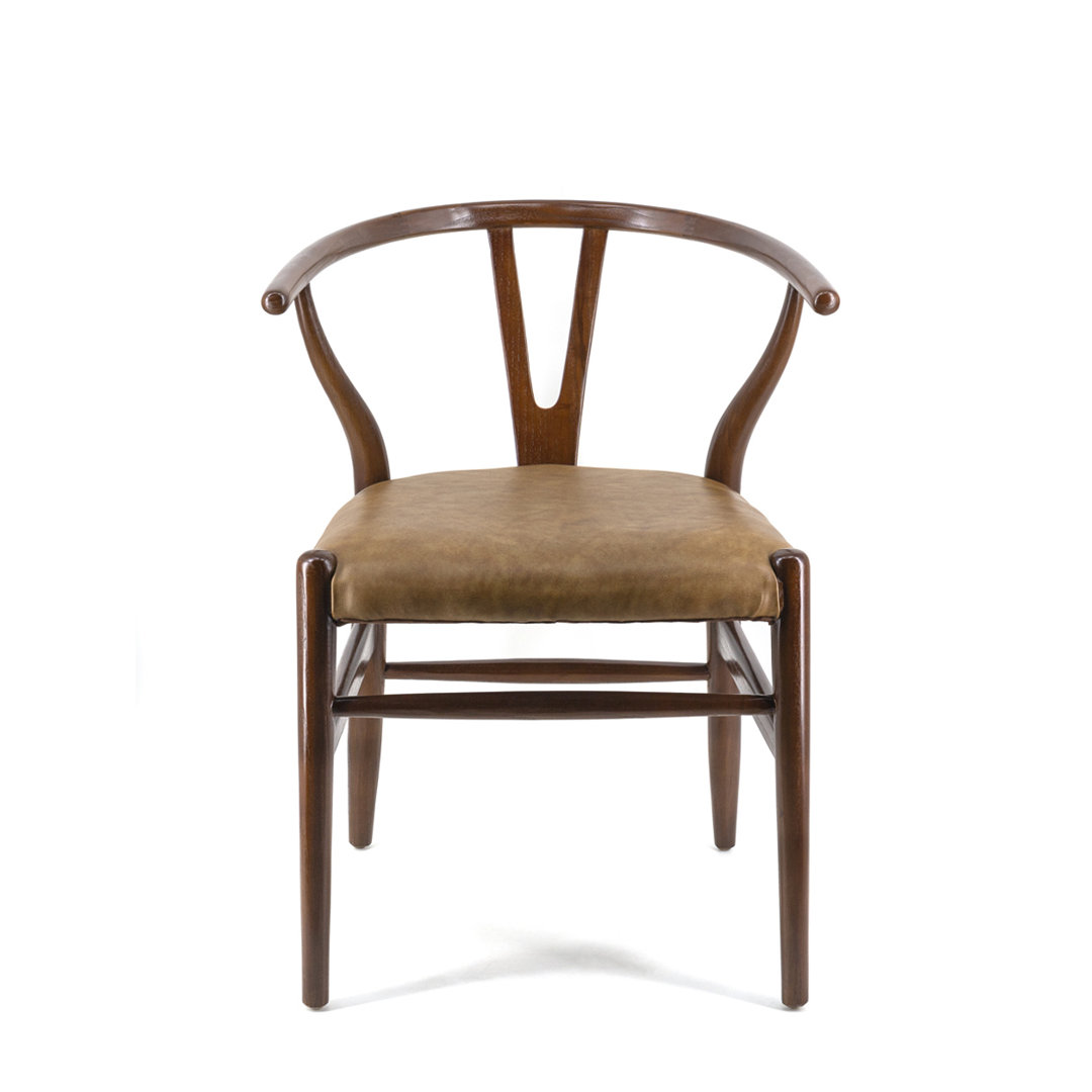 45cm H Genuine Leather Upholstered Slat Back Side Chair
