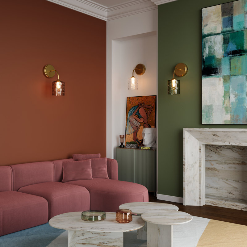 Ensemble de 2 appliques murales dorées rechargeables avec abat-jour en verre martelé, lumières DEL sans fil à intensité variable avec télécommande