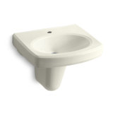 Pinoir® Vitreous China U-Shaped Semi-Pedestal Bathroom Sink with Overflow