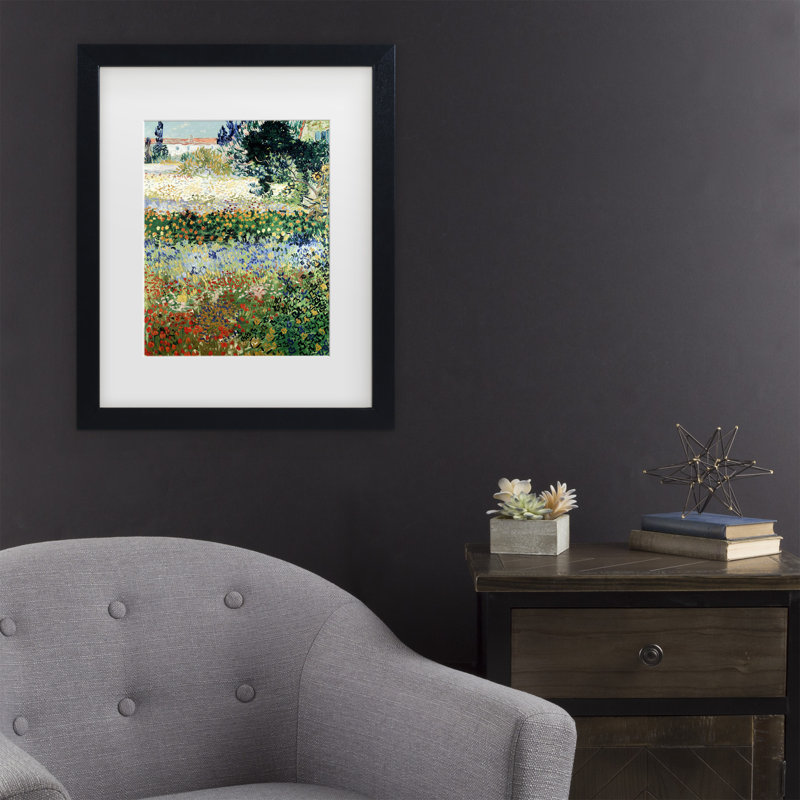  Art mural encadré - Décoration murale «Garden in Bloom» par Vincent Van Gogh, 22" H x 18" W, Cadre noir