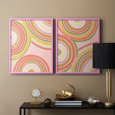 «Abstract Rainbow I», reproduction encadrée de qualité supérieure - prête à être accrochée - aucun clou requis - aucun clou requis