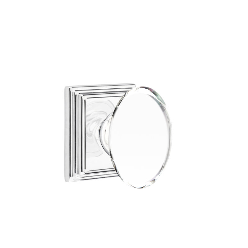 Passage Hampton Crystal Knob with Wilshire Rose, Polished Chrome