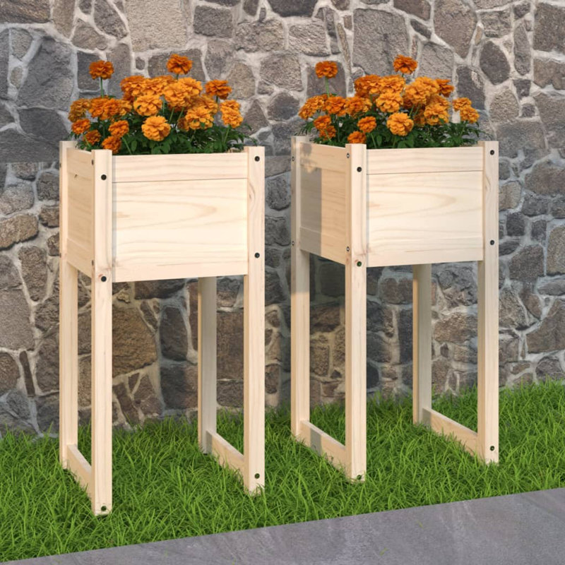 Wood Pot Planter, Brown, 81cm H x 40cm W x 40cm D