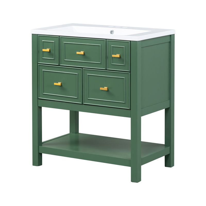 Meuble-lavabo simple 30 po avec plateau en résine Takirah, Vert
