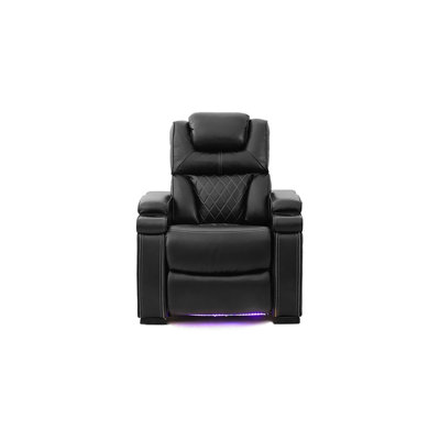 Eascom Power Motion Recliner With Sofa Arm Storage ,Cup-holder, Leather Couch-Air Leather, Dual Motion With Reclining , Adjustable Headrest, Sofa LED