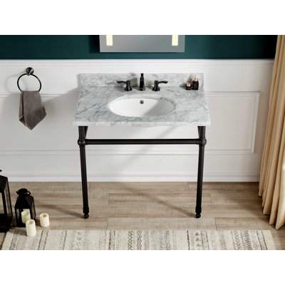 Lavabo de salle de bain console ovale en céramique avec trop-plein Verona Series