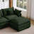 3-Seater Modular L-Shaped Chenille Sectional Sofa with Removable Ottoman - Dark Green-1203852883
