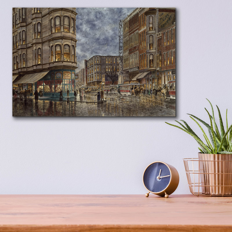 «Dinner Hour, San Francisco, Ellis & Market St.» par Stanton Manolakas, H 12 po x l 16 po