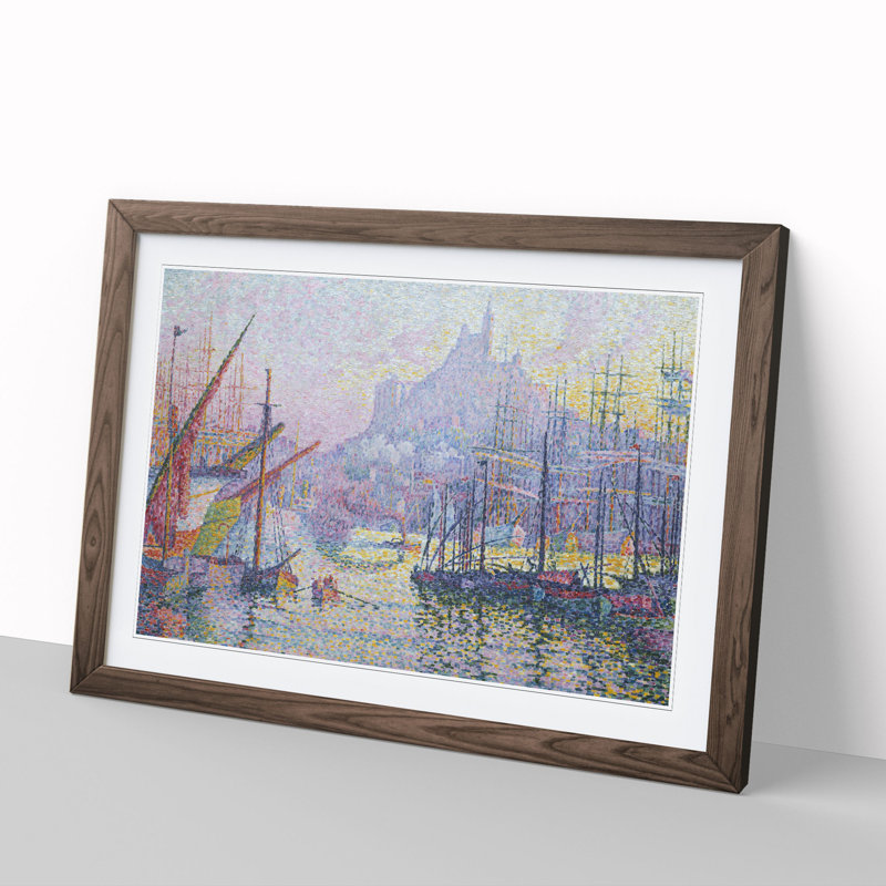 Notre-Dame de La Garde by Paul Signac - Picture Frame Painting, 27cm H x 36cm W x 2cm D, Walnut Framed